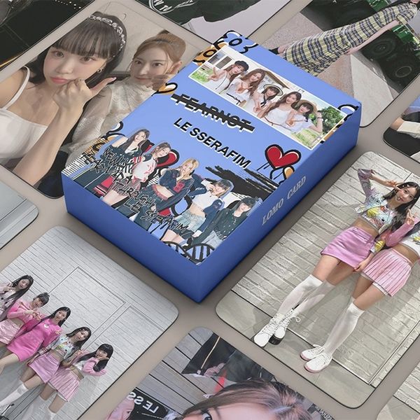 Клейкие наклейки 55PCSSet Kpop LE SSERAFIM Album SAKURA KAZUHA CHAEWON Po Cards HD Printed Pocards Lomo Card For Fan Collection 230626