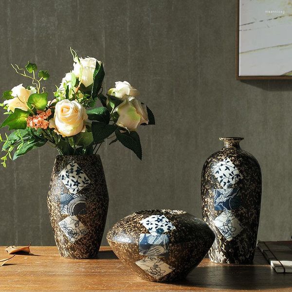 Vasos Vasos de Cerâmica Decoração Sala de Estar Arranjo de Flores Arte Seca Homestay Armário de TV Piso Grande