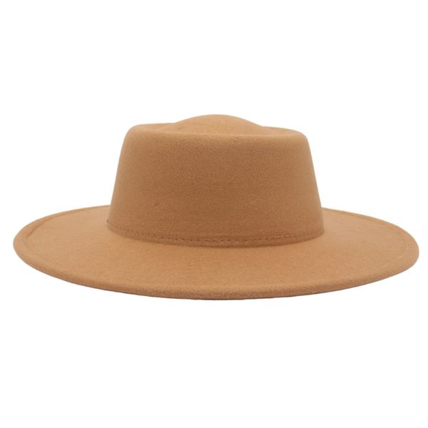 Cappello Fedora francese Donna Tesa larga 8CM Cupola concava Cappello superiore in feltro Uomo Autunno Inverno Lana sintetica Derby Cappello a cilindro per festa nuziale