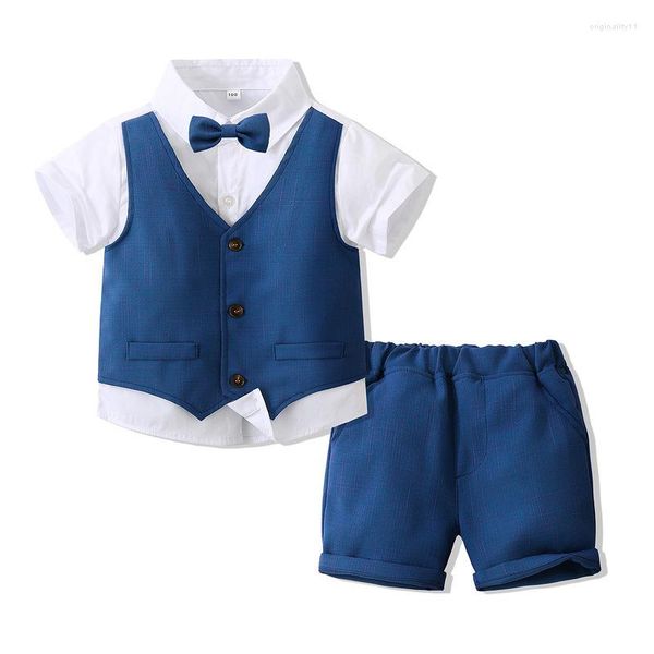 Set di abbigliamento Gilet bello per bambini 4 pezzi 2023 Neonati maschi Babi Abito estivo Casual Abbigliamento per bambini Abbigliamento per ragazzi Camicia Gilet Pantalone