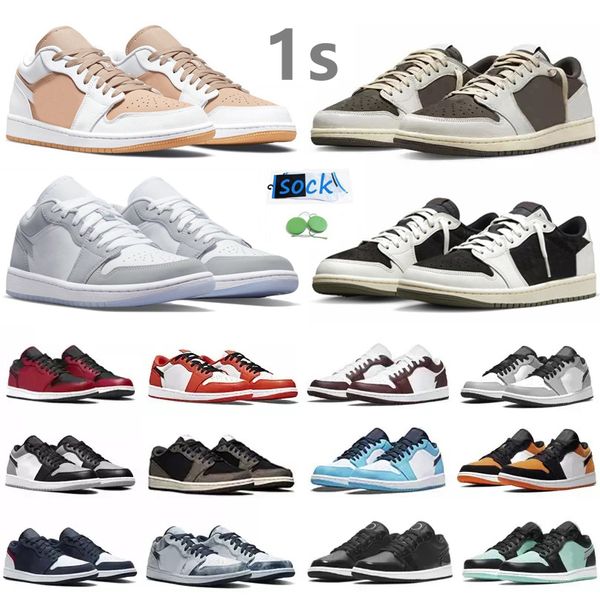 1 1s Low Mens Basketball Shoes Olive Black Phantom Reverse Mocha Fragment Dark Mocha White Camo Wolf Grey Paint Drip Panda Bred UNC Men Women Trainers Sports Tennis