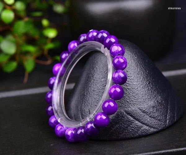 Braccialetto di perline rotonde con gemme di Sugilite viola naturale da 8 mm
