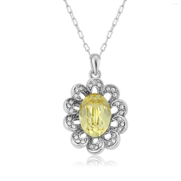 Anhänger Halsketten NL-00248 Kristall Sonnenblume Halskette für Frauen versilbert Girasoles Schmuck Accessoires Geburtstagsgeschenk Mama