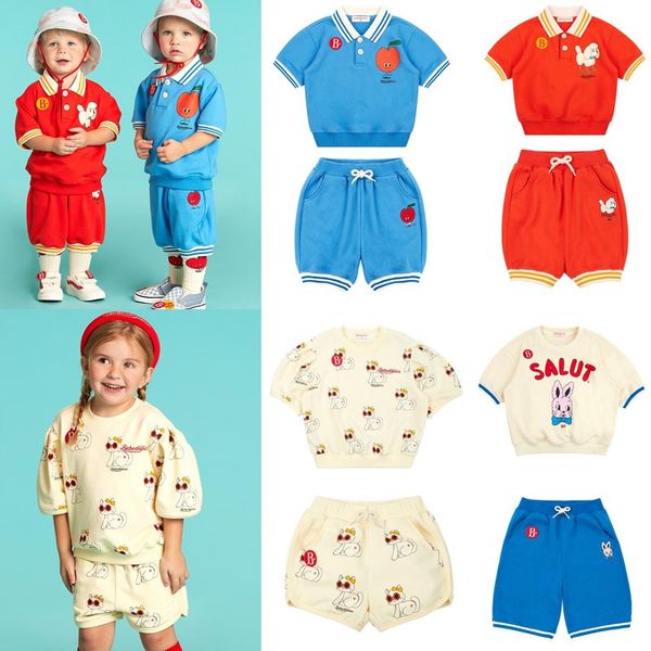 Kleidungssets Bebe Korean Baby Kragen Kurzarm T-shirt Nette Kinder Jersey Knielange Kurze Hosen Sommer Kinder T-shirt Shorts Kleidung 230628