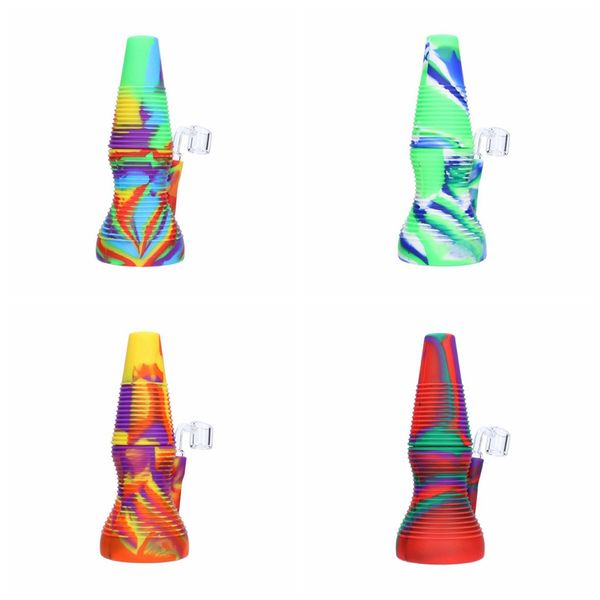 Kit de cachimbo de silicone portátil colorido para fumar cachimbo de água estilo broto de bambu Bubbler erva tabaco filtro de unhas de quartzo tigela plataformas de petróleo narguilé piteira de cigarro