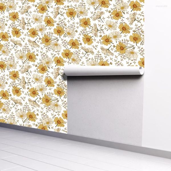 Papéis de parede papel de parede floral autoadesivo selva papel removível para decoração de sala de estar mural à prova d'água 45 cm de largura