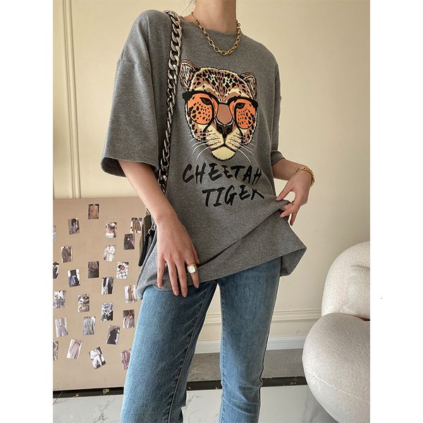 Womens TShirt Cheetah Tiger Leopard Graphic Tees Donna Estate Vintage Oversize T-shirt a maniche corte T-shirt streetwear stile coreano per 230627