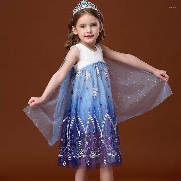 Платья для девочек Летняя юбка принцессы Снежинка Сетка Звезды Маленькая прекрасная фея Чистое платье Дети Для девочек Цветок