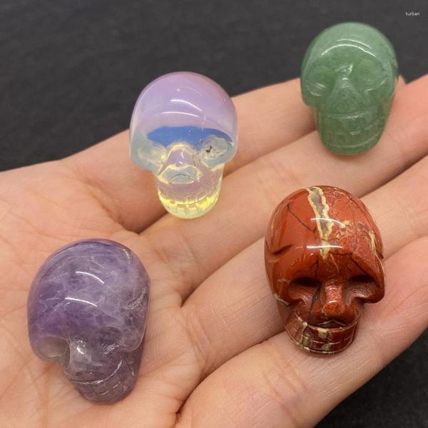 Amuletos Natural Crânio Pedra Cristal Tigre Olhos Cura Artesanato Estatuetas Polidas Jóias para Halloween Acessórios para Presentes