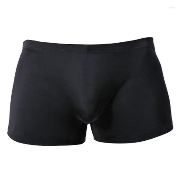 Cueca Masculina Ice Silk Boxer Respirável Transparente Men UnderMear Boxer Sexy Homme Jockstrap Gay Fetish Homens Shorts de Uma Peça