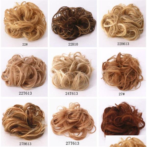 Parrucche sintetiche Panino ricci disordinati elastici per capelli Scrunchies Eleganti chignon pezzo per donne e bambini Drop Delivery Products Dhkdm