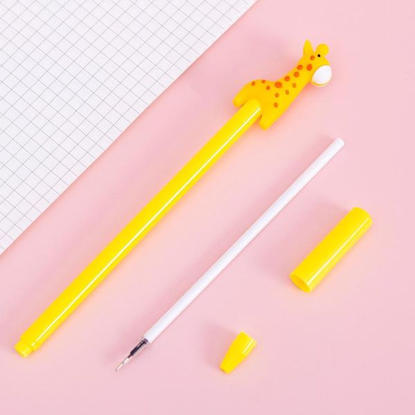 Penne 24pcs/animale creativo di massa Kawaii Penne carine giraffe leone toro bue vano ragazza divertente ragazza di cartoleria di cartoleria per tornare a scuola