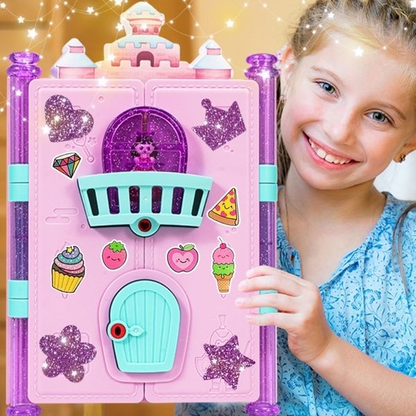 Обучающие игрушки Дневник для девочек Игрушка с замком и набором включает в себя ключи от ноутбука Карандаш Линейка Ластики Наклейки Лента Липкая заметка 230627