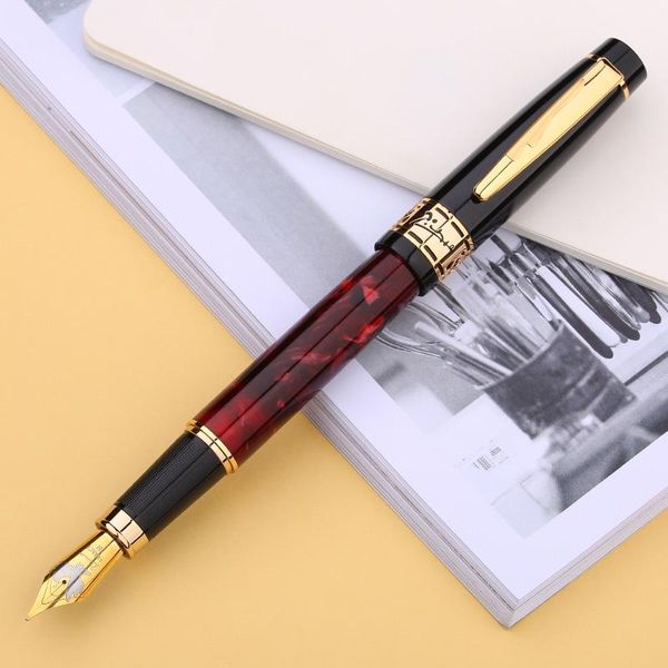 Pens Picasso 915 Marmore celulóide caneta 22kgp Médio Nib Rose Red Eurásia Sentimentos Caixa de presente de escrita opcional Pen do presente