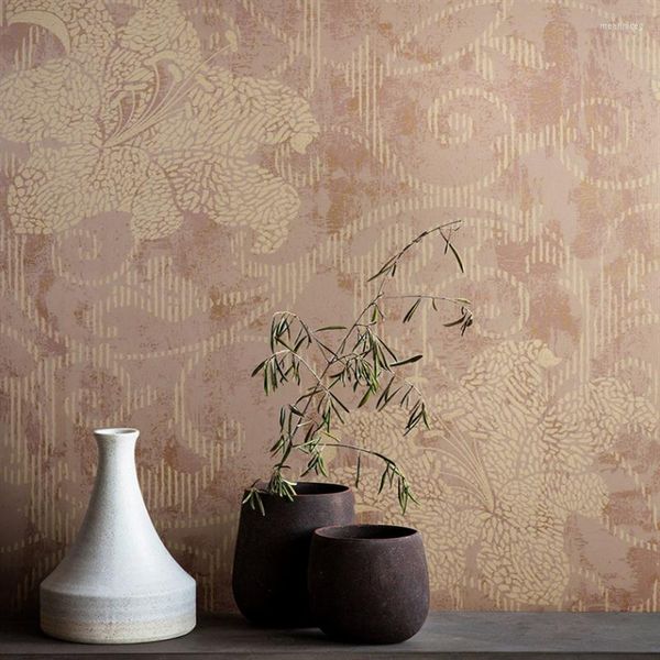 Wallpapers American Style Garden Vine Flower Kaffeefarbene Vliestapete Nordic Wohnzimmer Schlafzimmer Hintergrund