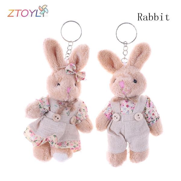 Bambole di peluche 1 paio 11 cm Panno floreale Orsacchiotto Coniglio Coniglietto Chiave Borsa Pendenti Coppia Portachiavi Amanti Amici Regalo 230628