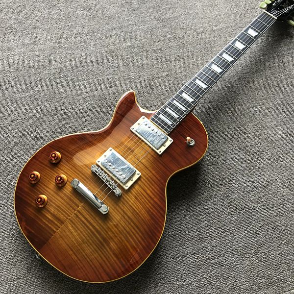 Custom Shop, Smoky Left Hand Tiger LP E-Gitarre, Griffbrett aus Palisander, Chrom-Hardware, kostenloser Versand