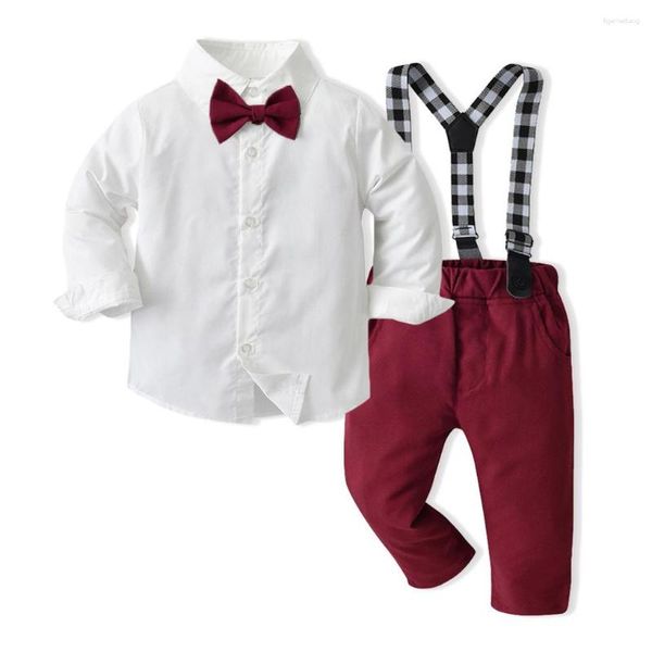 Completi di abbigliamento Cerimonia Camicia per ragazzi Complesso di pantaloni Set per banchetti Bambini traspiranti per la pelle Top Pantaloni Vestiti Regalo di compleanno