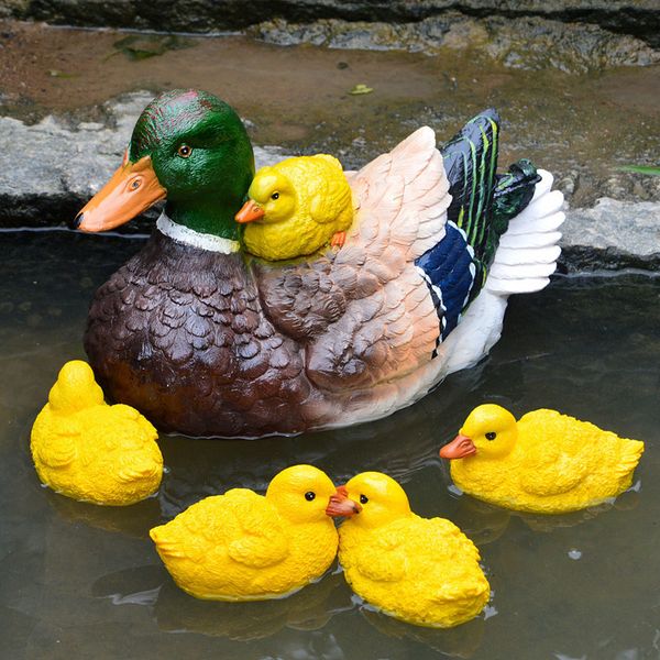 Gartendekorationen, niedliche schwimmende Entenstatue aus Kunstharz, für den Außenbereich, Teich, Aquarium, dekoratives Tier, schwimmende Wildenten, Skulptur für Gartendekoration, Ornament 230627