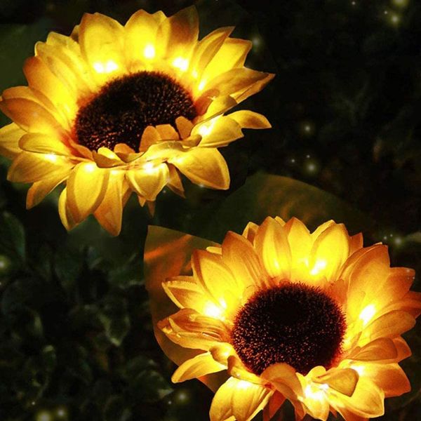 Fiori secchi LED Girasole solare Luci Lampada da terra Lampada da esterno impermeabile Giardino Decorazione prato 230628