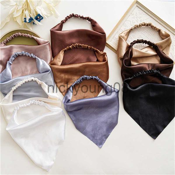 Bandanas Vintage Satin Dreieck Haar Schal Bandana Sommer Stil Frauen Mädchen Kopf Wraps Turban Stirnbänder Haarbänder Haar Zubehör x0628