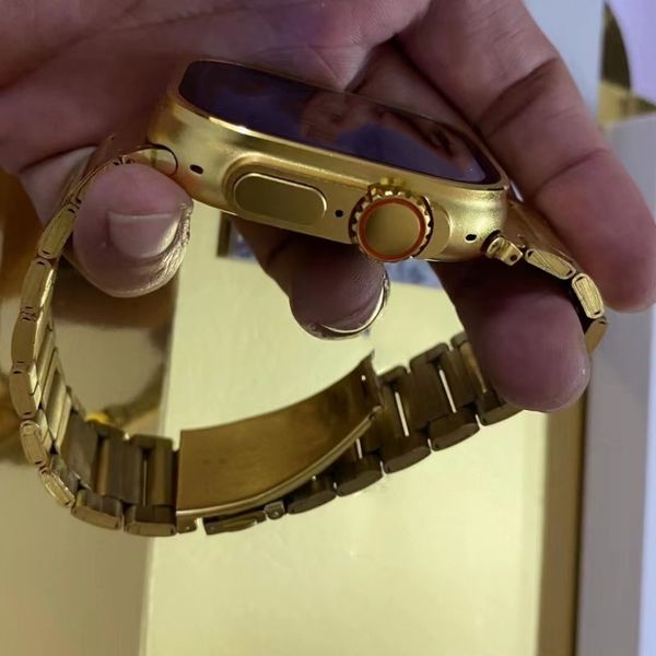 Gold Armbandwatch -Band für Ultra 8 -Serie -Gurt Multifunktional Smart Watch Protection Edelstahlgurt