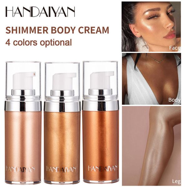 HANDAIYAN Shimmer Líquido Rosto Corpo Iluminador Creme À Prova D'água Brighten Modificação Corretivo Maquiagem Cosmética