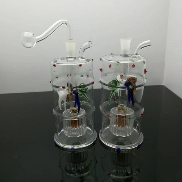 Fabricação de cachimbos de vidro Cachimbos de narguilé soprados à mão Coloridos com quatro garras Filtro de peixe Garrafa de vidro para fumaça