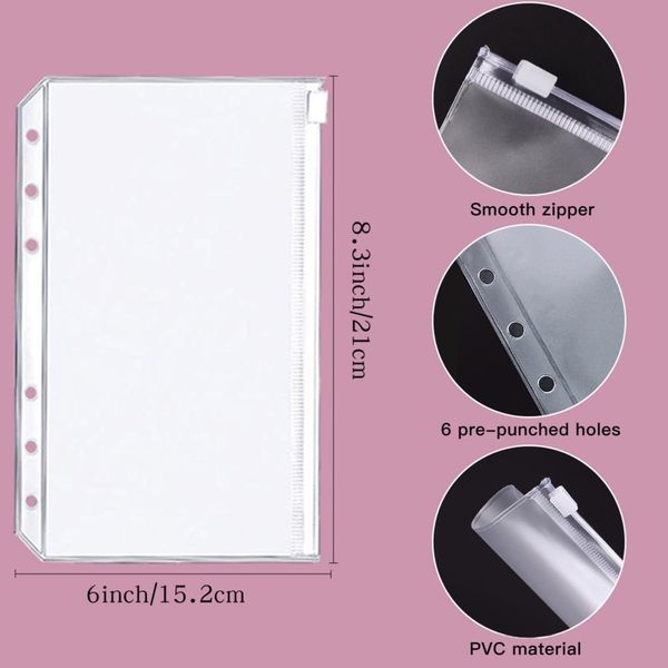 Cartella A6 PU PELLA 6 fori Binder Budget Organizzatore di busta in contanti con 12 buste di budget Spese Budget fogli di lettere Etichetta adesivi