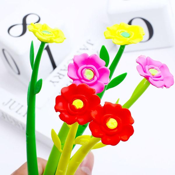 Pens 36pcs oldukça zarif çiçek sevimli kalem serin kawaii jel kalem komik okul kız kırtasiye şey şey 2022 düğün hediyesi ürün kiti