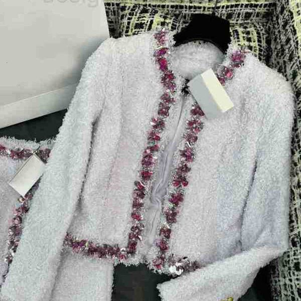 Jaquetas femininas designer 2023 nova indústria pesada talão de unha estilo celebridade taro casaco roxo c4i9