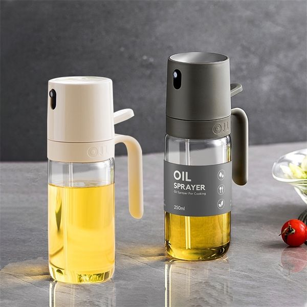 Herb Spice Tools 1 2Pcs Flacone spray per olio 250ml Dispenser per spruzzatore in vetro borosilicato ad alta oliva per friggitrice ad aria Cucina 230627