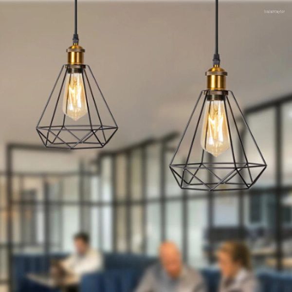 Pendelleuchten im amerikanischen Stil Retro Industrie Diamant Kleines Licht Restaurant Café Tisch Bar 3 Eisen Kronleuchter Loft Dekor Lampe CE