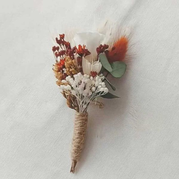 Flores secas 2 peças novo pequeno corsage para homens floral casamento gypsophila mini buquês de dama de honra mesa artesanato faça você mesmo decoração de casa