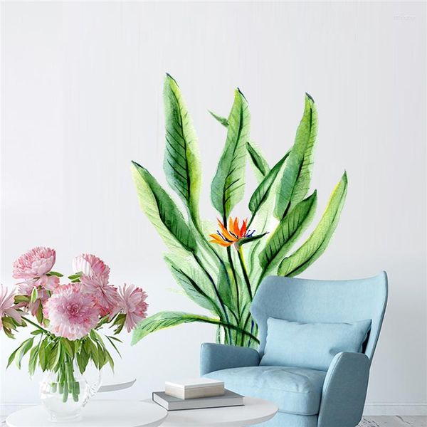 Adesivos de parede Adesivo de planta tropical Flor Decoração de casa Decoração de sala de estar Decalque Arte Pintura Estética Poster Porta Mural Papel de parede