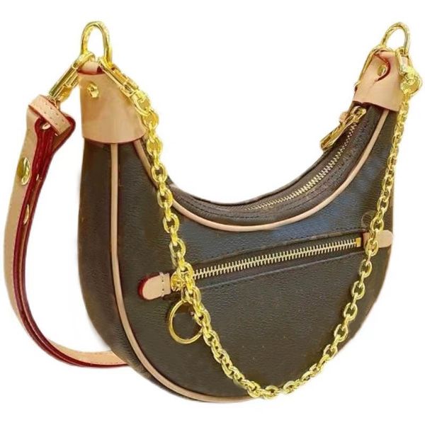 Designer de luxo Bolsa Loop bolsas femininas ombro vagabundo designers Bolsa cosmética baguete meia-lua axila Bolsa de marca famosa bolsa tiracolo Coleção de corrente de metal