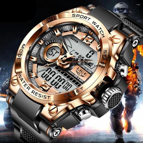 Наручные часы LIGE мужские цифровые электронные наручные часы армейские спортивные часы 50 м водостойкие хронограф военные часы для мужчин