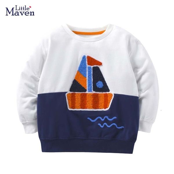 T-shirts Little maven 2023 bébé garçons automne vêtements décontractés coton sweat avec bateau hauts à la mode pour enfants 2 7 ans 230627