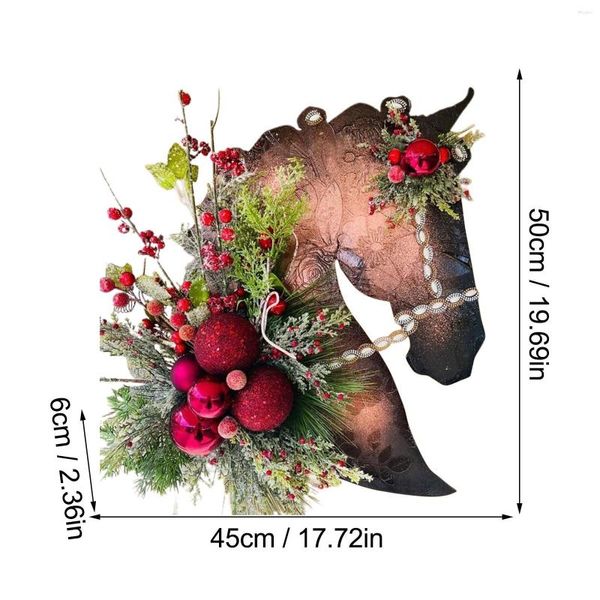 Dekorative Blumendekorationen, moderner Pferdekopfkranz, Weihnachten, Dressur, Holztür, zum Aufhängen, Frühling, kleine Kränze