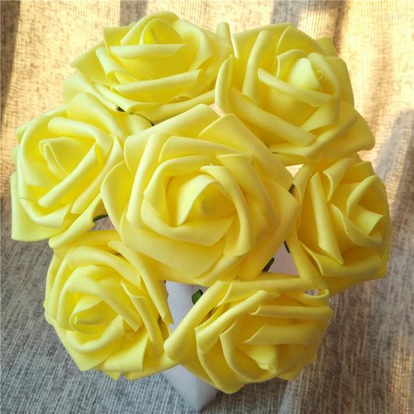 Fiori decorativi Lime Rose artificiali gialle brillanti per centrotavola per matrimoni Decorazioni per torte Bouquet da sposa LNPE023