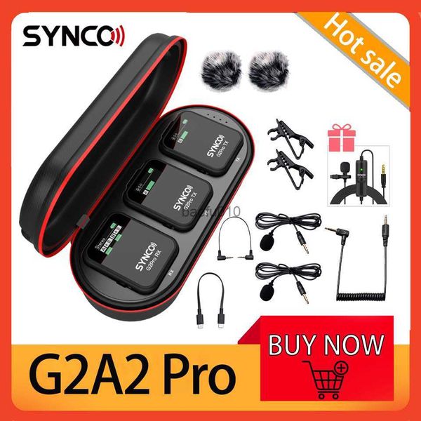 s Synco G2A1 G2A2 Pro 2.4G Kablosuz Yaka Mikrofonu Akıllı Telefon için Mic Sistemi Masa DSLR Kamera Gerçek Zamanlı İzleme L230619