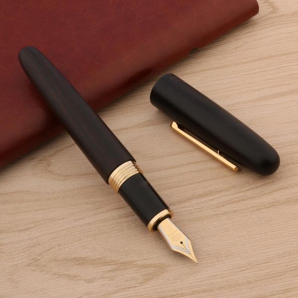 Pens Jinhao 9056 Wood Fountain Pen Gift Classic Golden M Nib Spin Ebony Walnut Rosewood Escola de estudante de estudante de papelaria