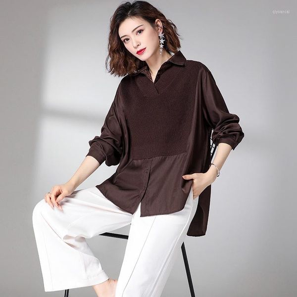 Frauen Blusen Patchwork Bluse Frauen 2023 Koreanische Mode Kleidung Für Frauen Top Übergroßen Hemd Blusas Mujer Chemise Oversize Femme