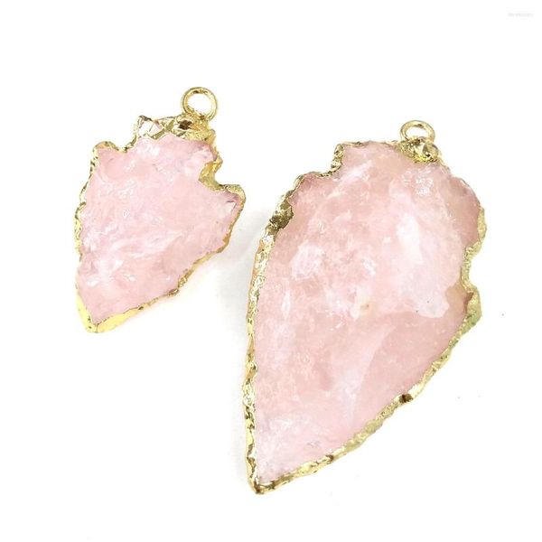 Ожерелья с подвесками Натуральный полудрагоценный камень в форме листа Позолоченный агат Бутик Розовый для женщин DIY Модное ожерелье с подвеской Ювелирный подарок