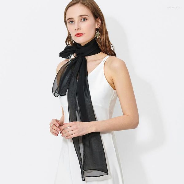 Schals Echte Seide Chiffon Schal Frauen Kopftuch Reine Natürliche Hals Lange Schals Wraps Damen Foulard Femme180x30cm