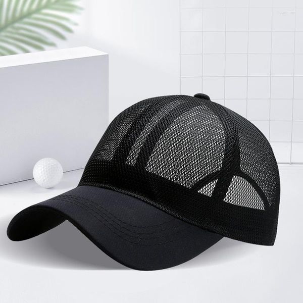 Berretti da baseball in rete traspirante per donna Uomo Moda Cappello da sole solido Cappellino snapback estivo da esterno Hip Hop Papà semplice