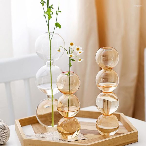 Vasos Vaso de flor de vidro para decoração de casa mesa terrário enfeites de mesa pequenos nórdicos