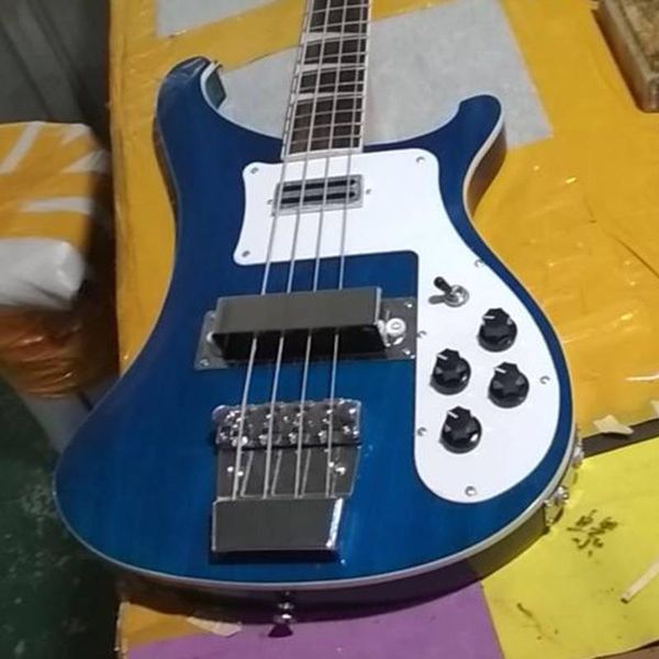 PEGS China OEM -фабрика Rickeck 4003 Blue Electric Bass Guitar с двойной выходом