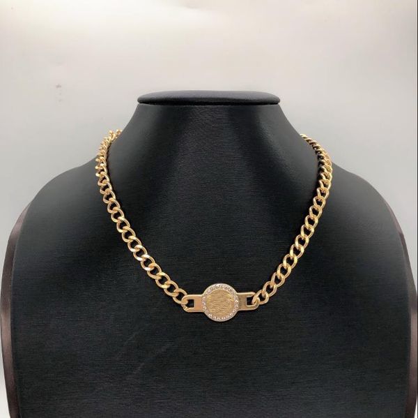 Pulseiras novas projetadas grossas pulseiras de corrente feminina ouro bronze gargantilha colares banshee medusa retrato padrão designer jóias NLXS4