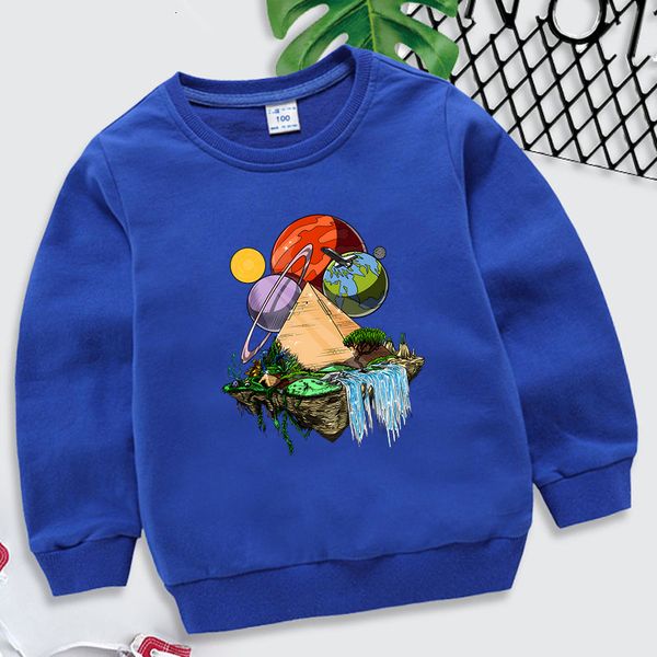 T-Shirts Raum Ägyptische Pyramiden Muster Kinder Sweatshirt Hoodie Mode Trend Y2k Sudadera Cartoon Kinder Kleidung Mädchen Streetwear 230627